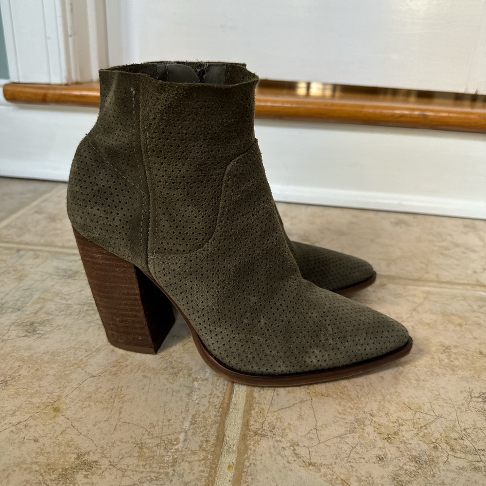Vince Camuto Army Green Suede Bootie